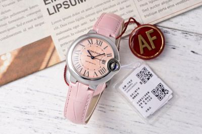 Ballon Bleu de Cartier 33*10MM Stainless Steel NH05 Movement Pink Bracelet Silver Bezel Watch replica watches legal in the USA